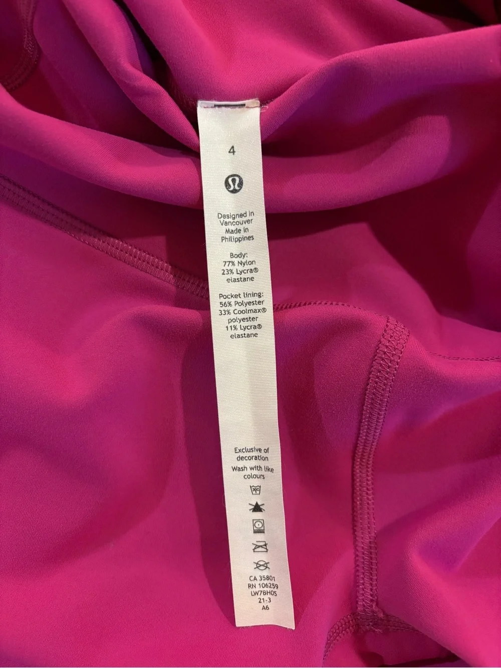 Lululemon Pink High Rise Pocket Biker Shorts Size 4
